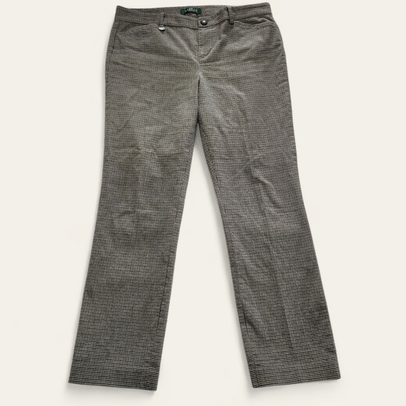 Lauren Ralph Lauren Slim Fit Dress Pants 10P Gray Houndstooth - Picture 1 of 8